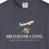flies-for-a-living-tee-navy-chest Flies for a Living Tee in Navy, close-up