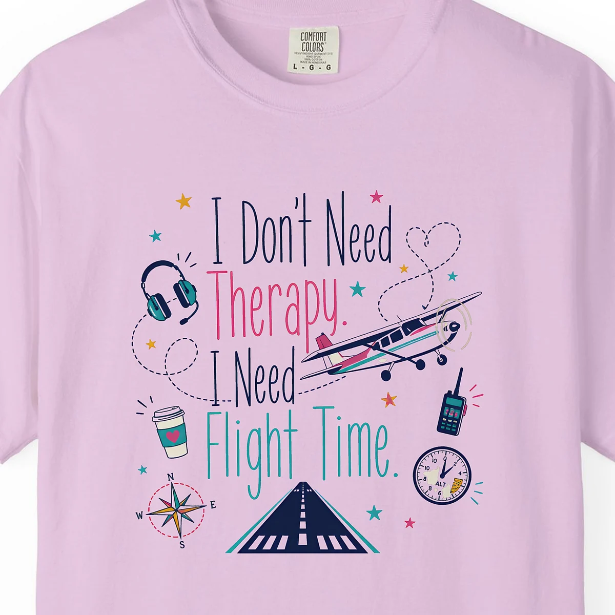 Flight Time Pastel Trainer Tee in Orchid, close-up