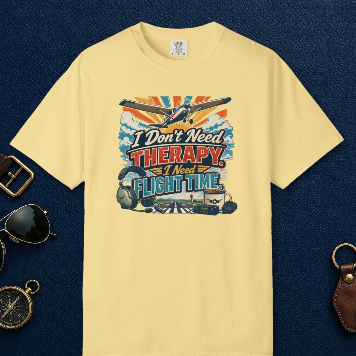 Flight Time Vintage Tee in Butter, front view