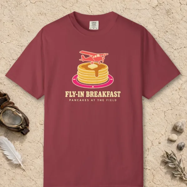 fly-in-breakfast-tee-chili-front Fly-In Breakfast Tee in Chili, front view