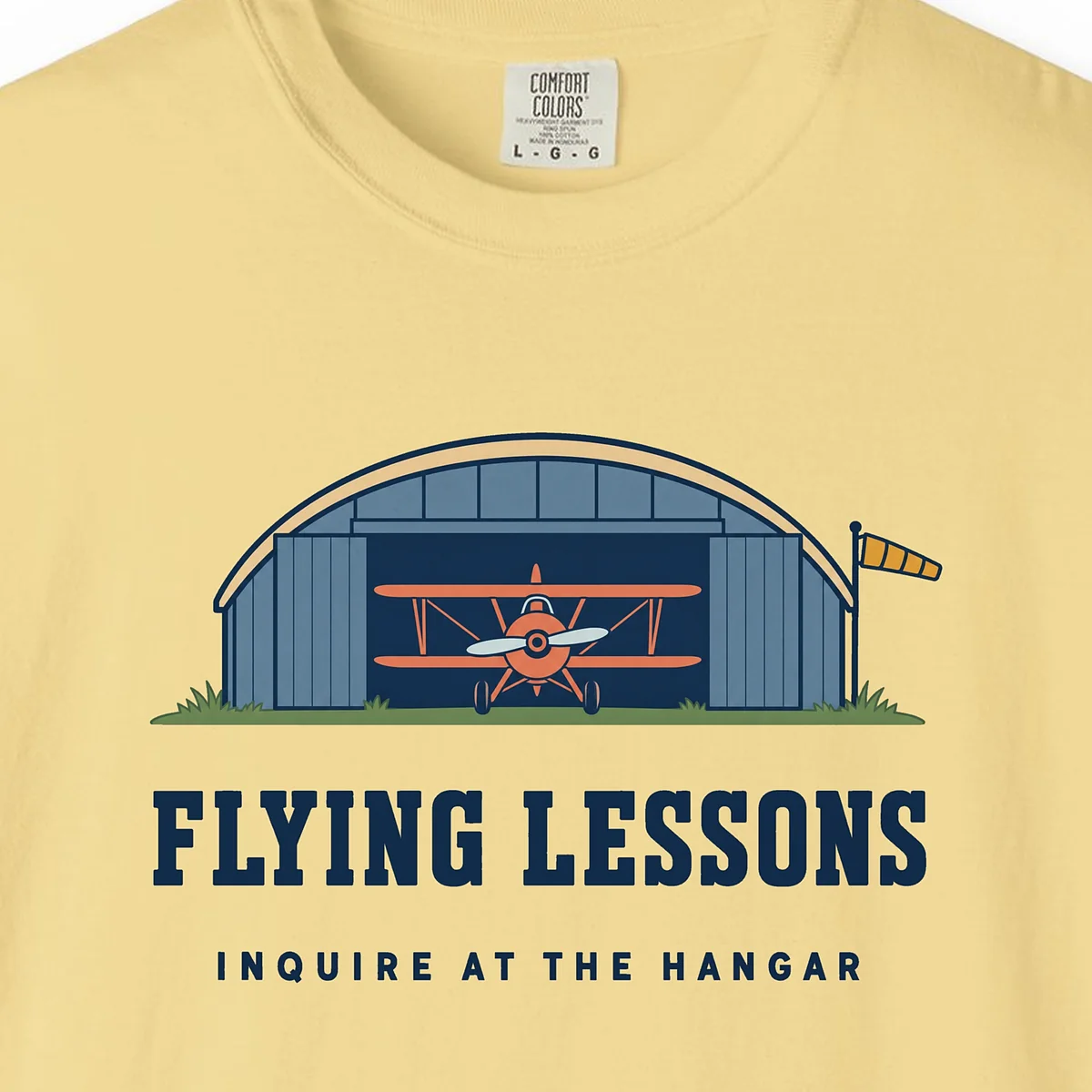 flying-lessons-tee-butter-chest Flying Lessons Tee in Butter, close-up