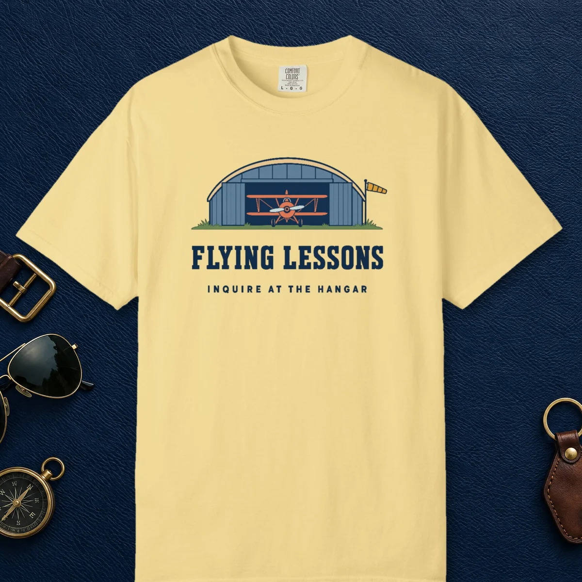 Flying Lessons Tee in Butter, front view