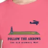 follow-the-arrows-kids-tee-crunchberry-chest Close-up of the Follow the Arrows design on the Crunchberry kids tee, Comfort Colors 9018 youth tee, with the neckline