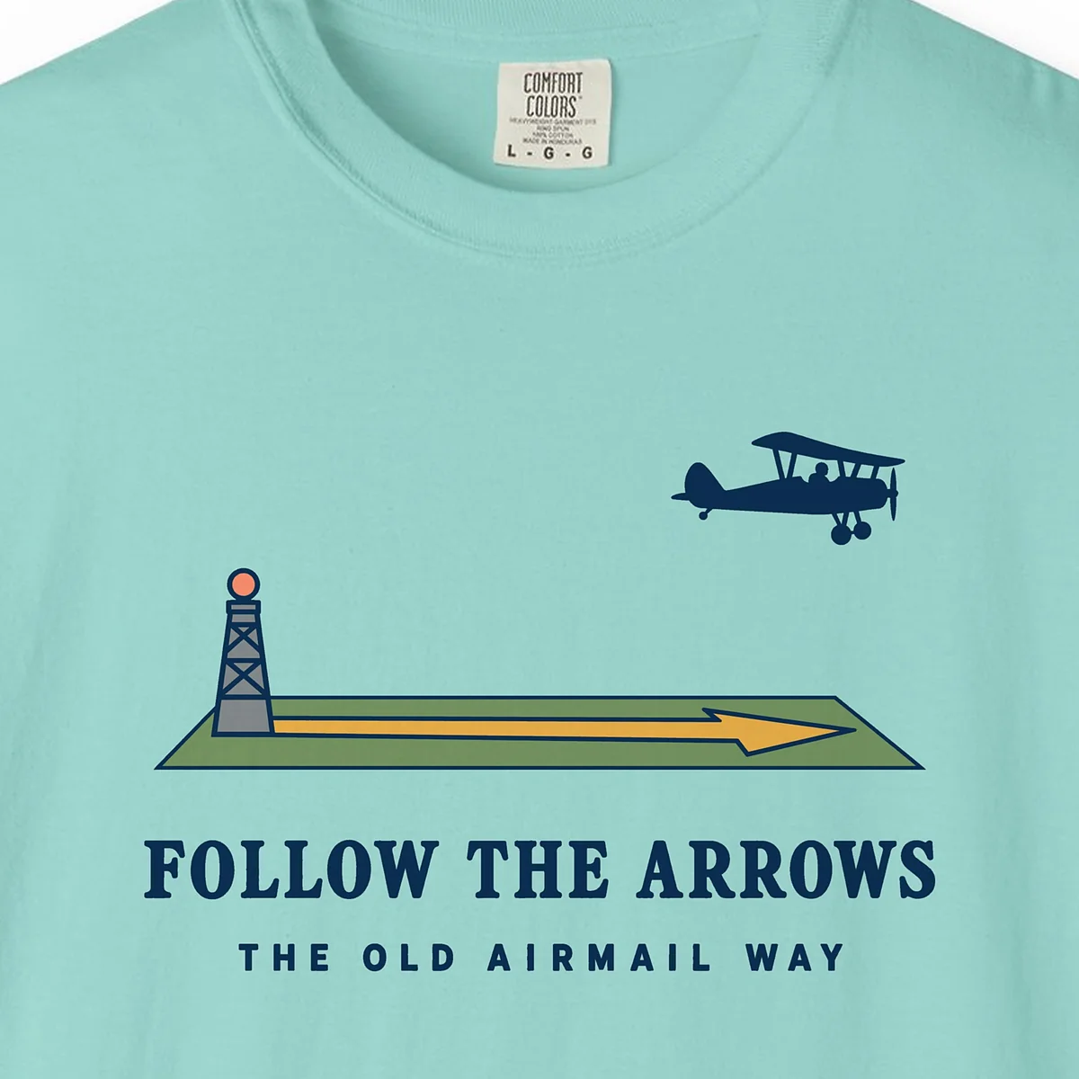 follow-the-arrows-tee-chalky-mint-chest Follow the Arrows Tee in Chalky Mint, close-up