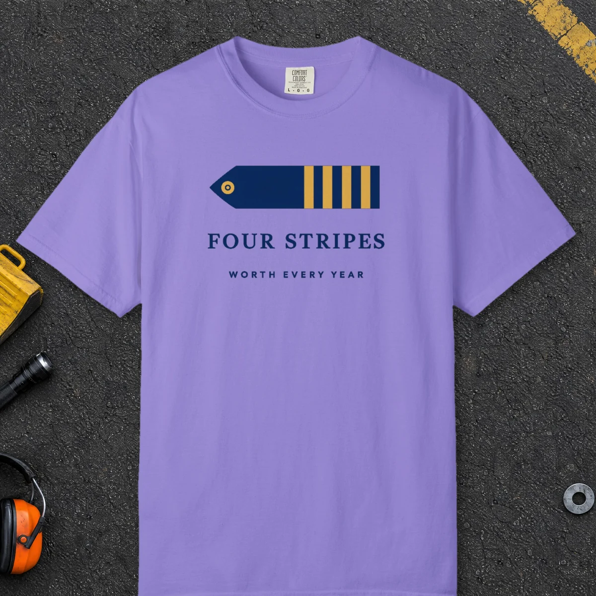 Four Stripes Tee in Violet, front view