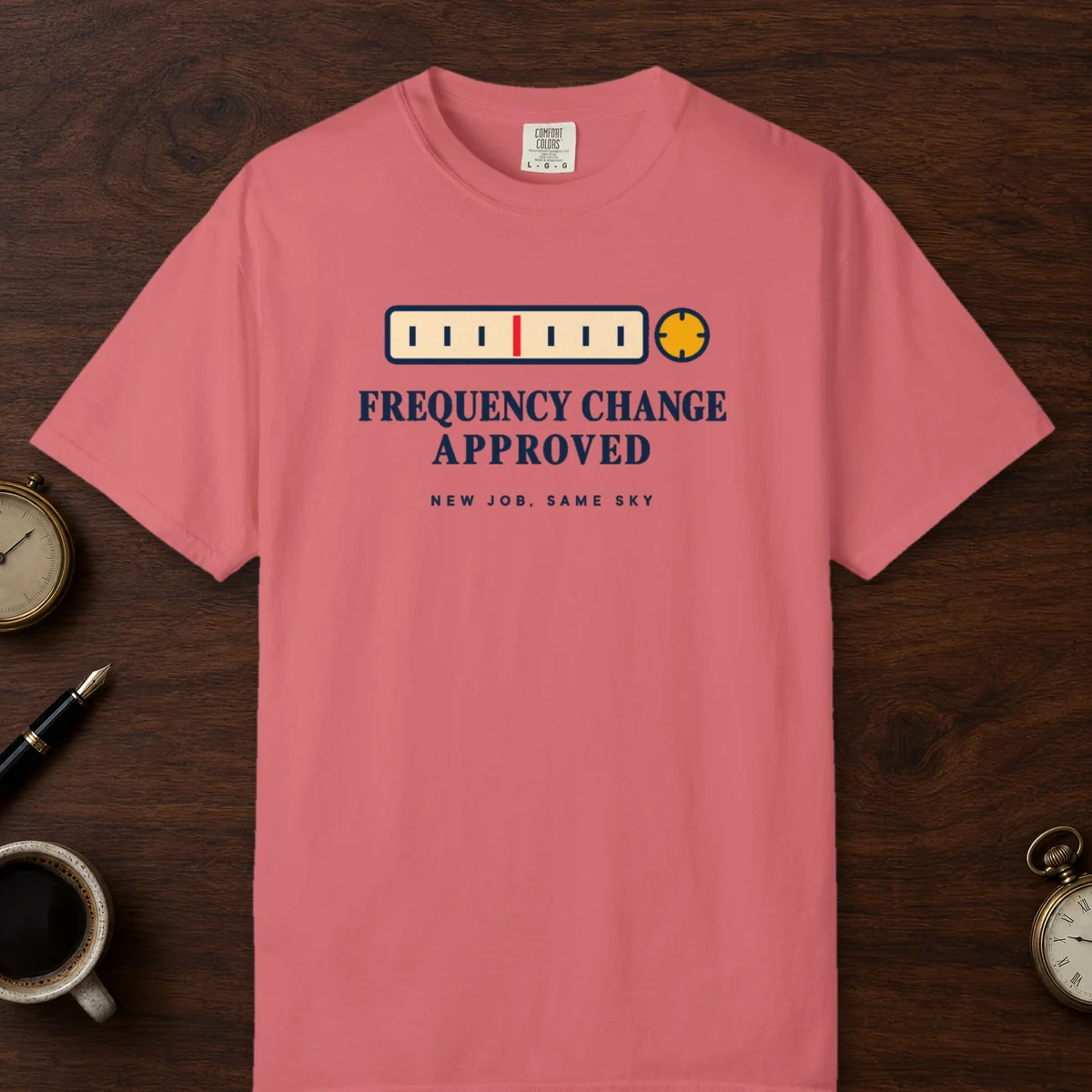 Frequency Change Approved Tee in Watermelon, front view