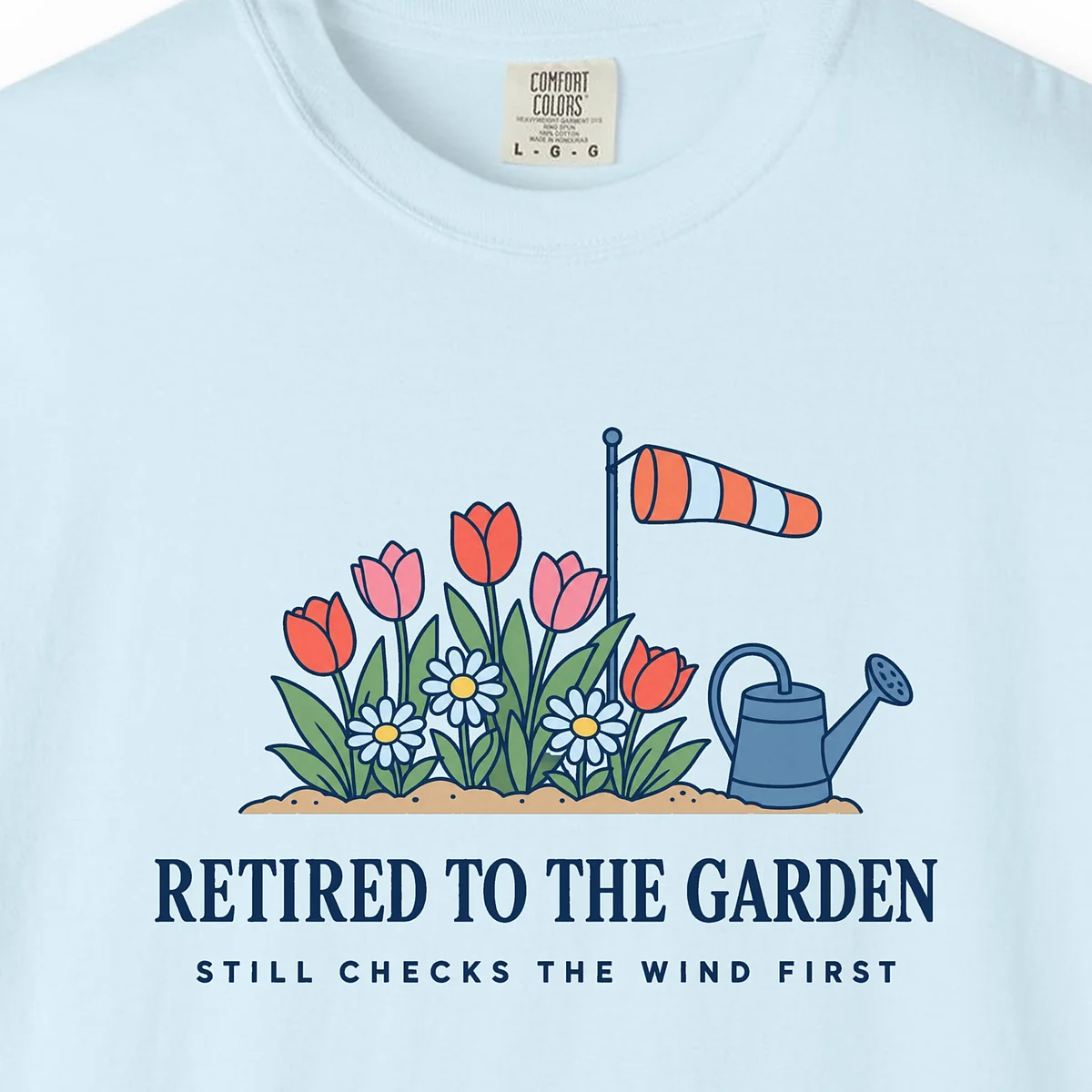Garden Windsock Tee in Chambray, close-up