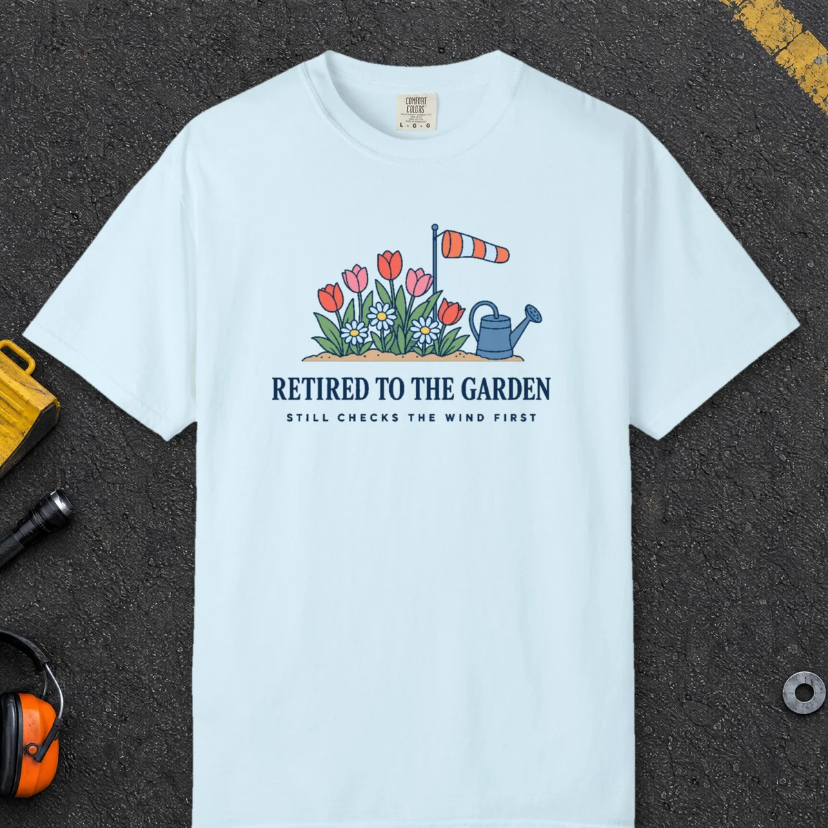 Garden Windsock Tee in Chambray, front view