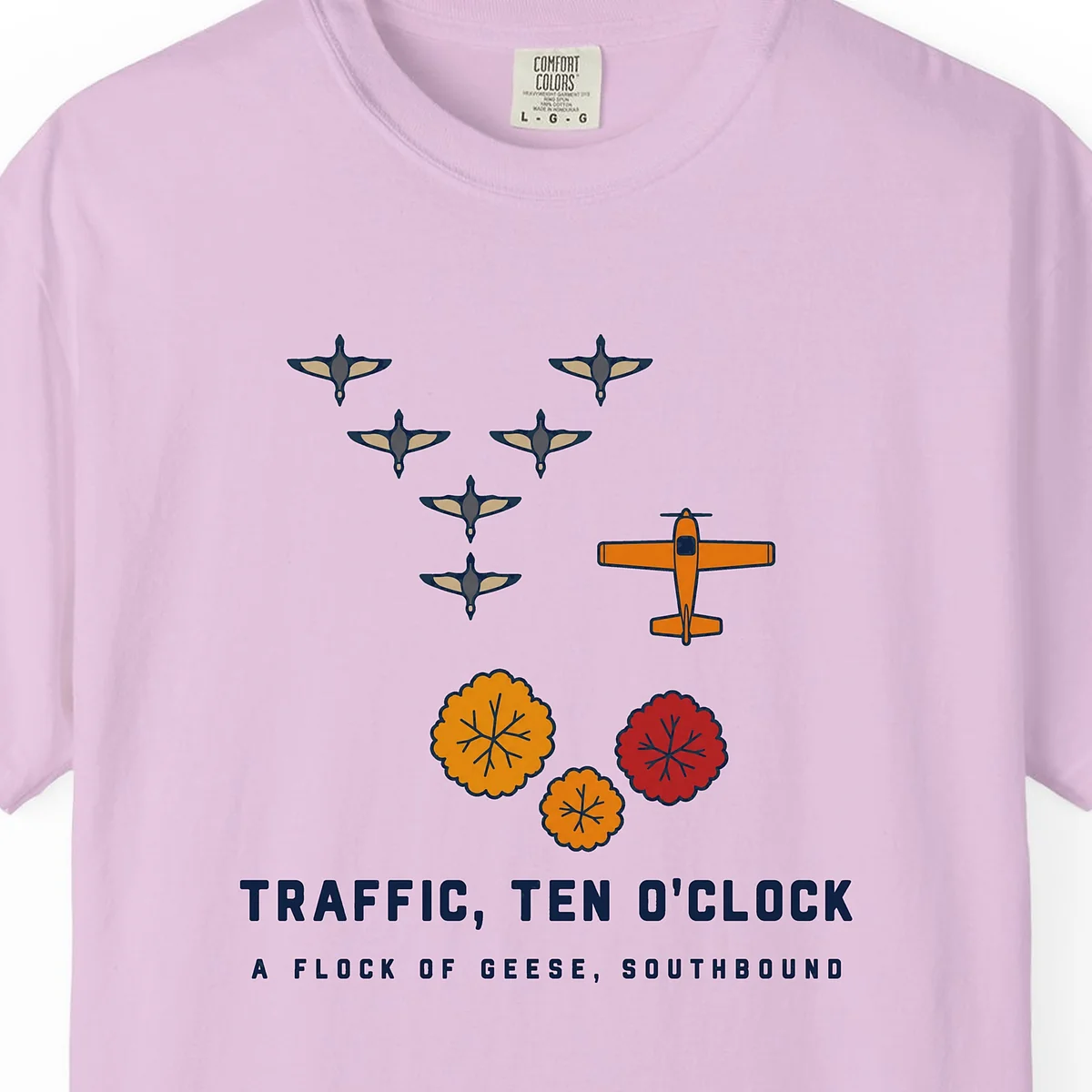 Geese at Ten O'Clock Tee in Orchid, close-up