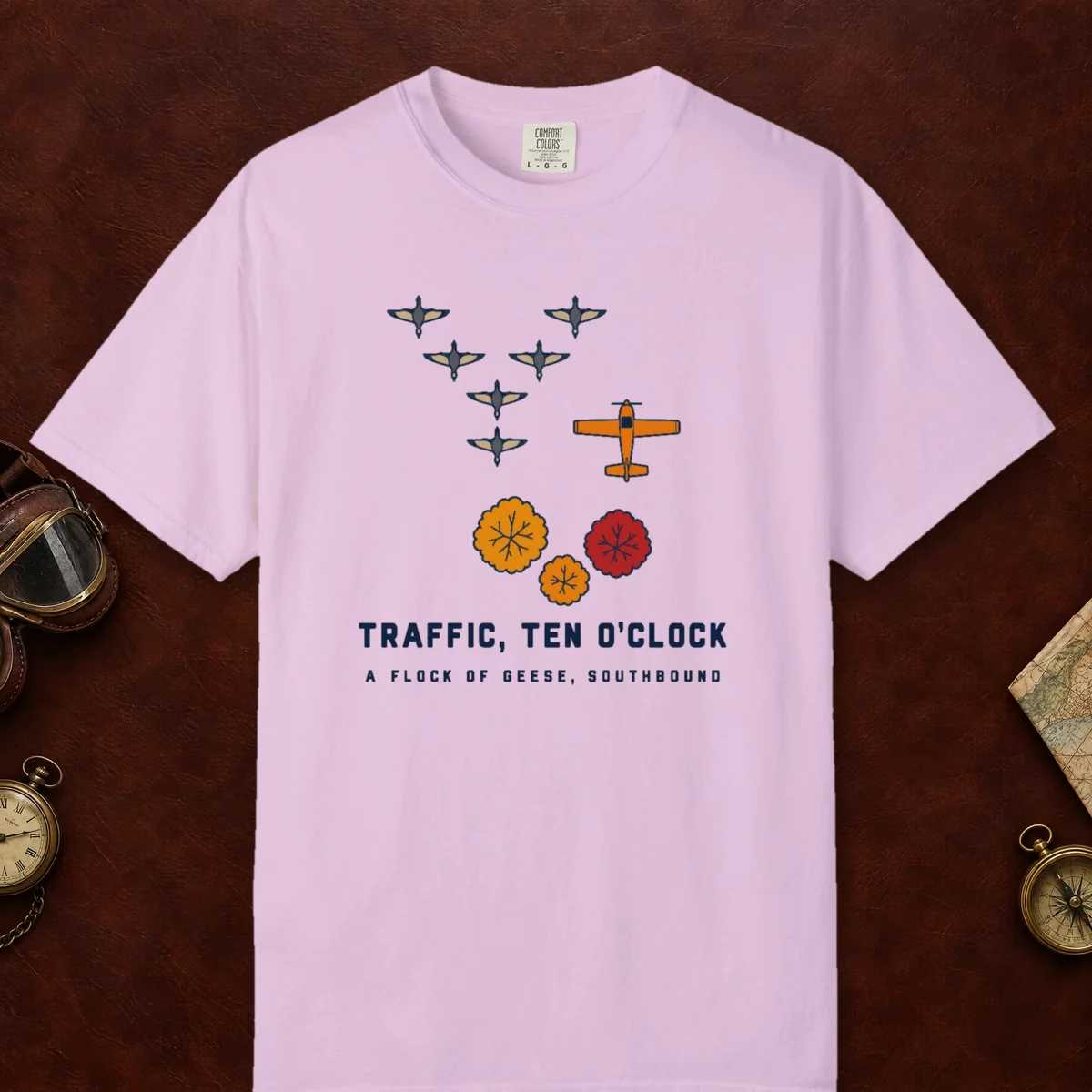Geese at Ten O'Clock Tee in Orchid, front view