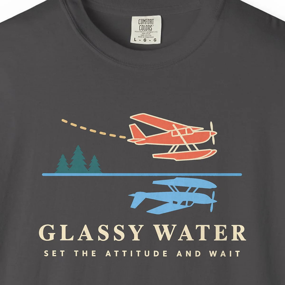 Glassy Water Tee in Graphite, close-up
