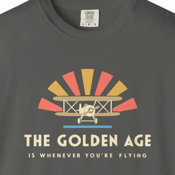 Golden Age Sunburst Tee in Pepper, close-up