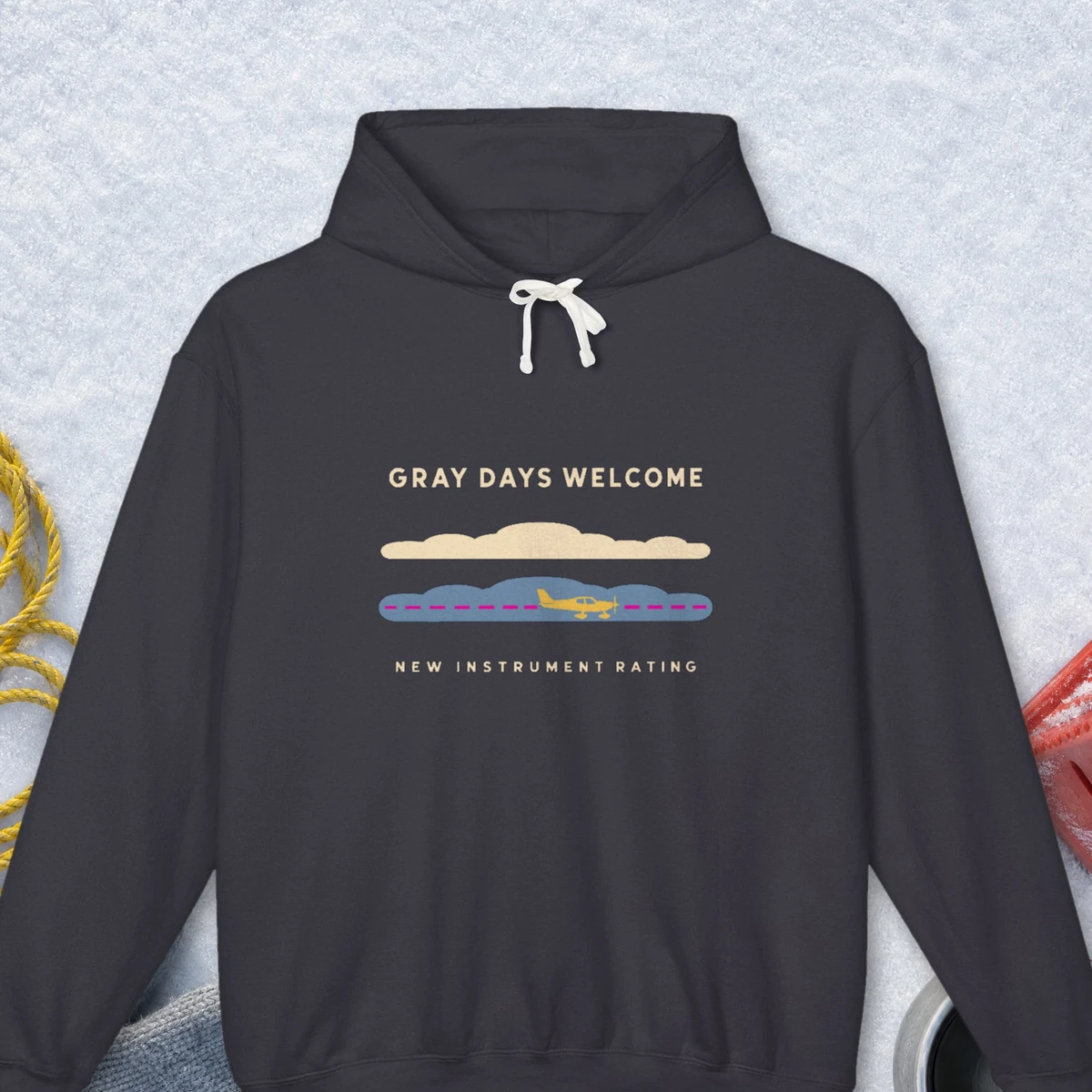 Gray Days Welcome design on the Comfort Colors 1467 hoodie in Black, front view