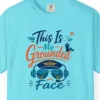 Grounded Face Aviators Tee in Lagoon Blue, close-up