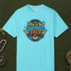 Grounded Face Crest Tee in Lagoon Blue, front view