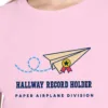 Close-up of the Hallway Record Holder design on the Blossom kids tee, Comfort Colors 9018 youth tee, with the neckline