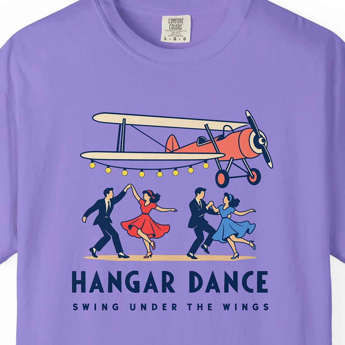 Hangar Dance Tee in Violet, close-up