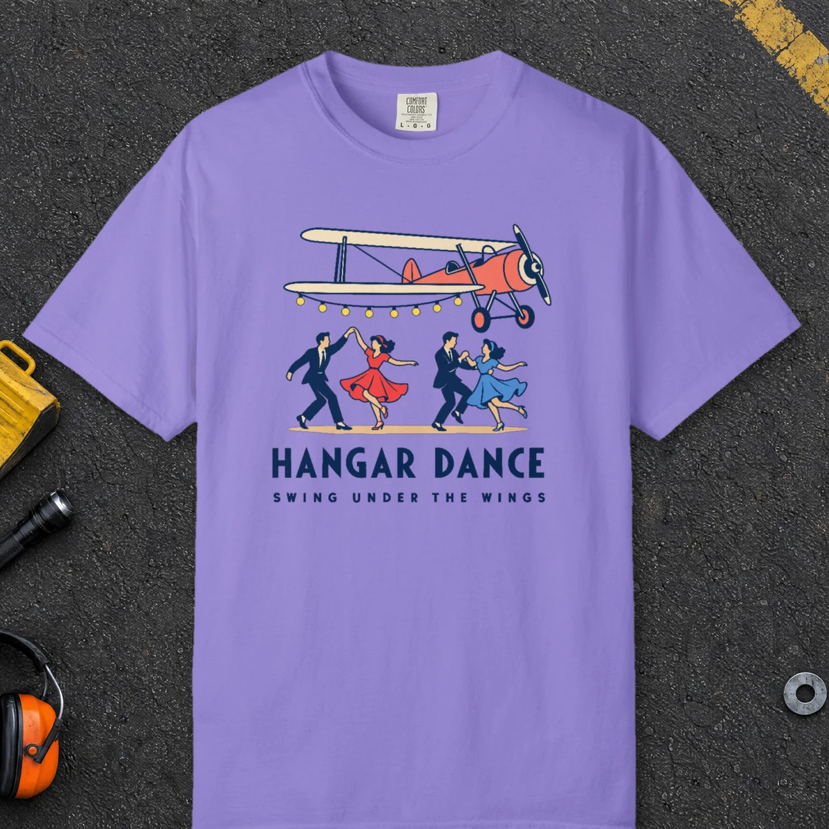 Hangar Dance Tee in Violet, front view