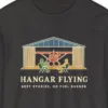hangar-flying-long-sleeve-tee-graphite-chest Hangar Flying design on a Graphite Comfort Colors 6014 long-sleeve tee, close-up of the print