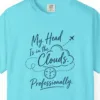Head in the Clouds Altimeter Tee in Lagoon Blue, close-up