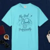 Head in the Clouds Altimeter Tee in Lagoon Blue, front view