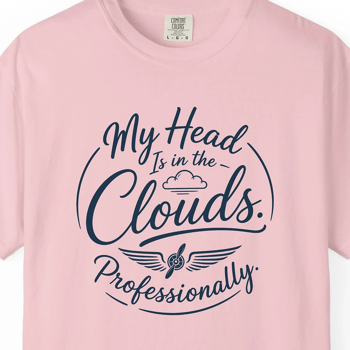 Head in the Clouds Propeller Tee in Blossom, close-up