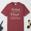 head-in-the-clouds-serif-night-tee-chili-front Head in the Clouds Serif Night Tee in Chili, front view