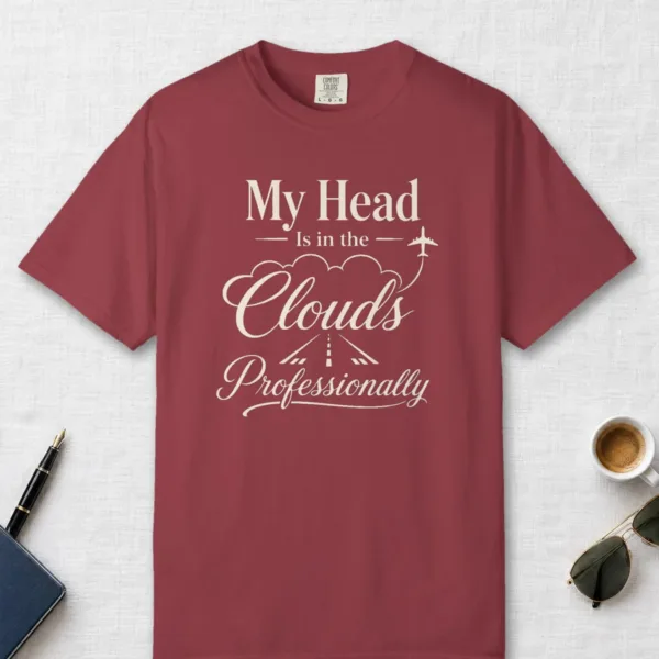 head-in-the-clouds-serif-night-tee-chili-front Head in the Clouds Serif Night Tee in Chili, front view