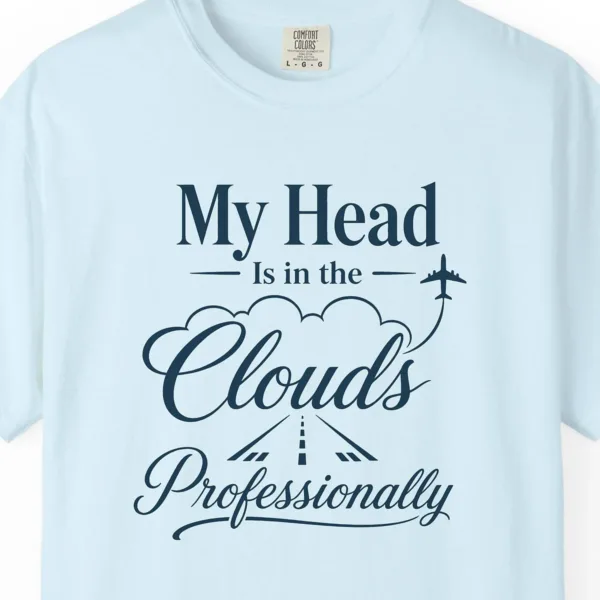 head-in-the-clouds-serif-tee-chambray-chest Head in the Clouds Serif Tee in Chambray, close-up