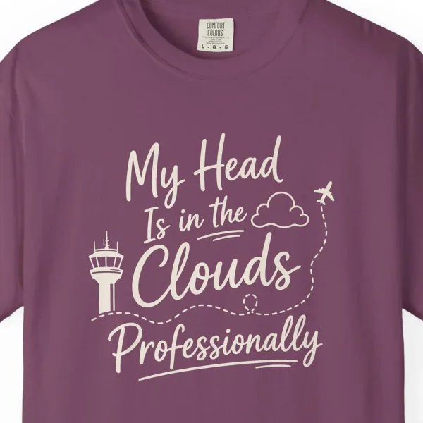 Head in the Clouds Tower Night Tee in Berry, close-up