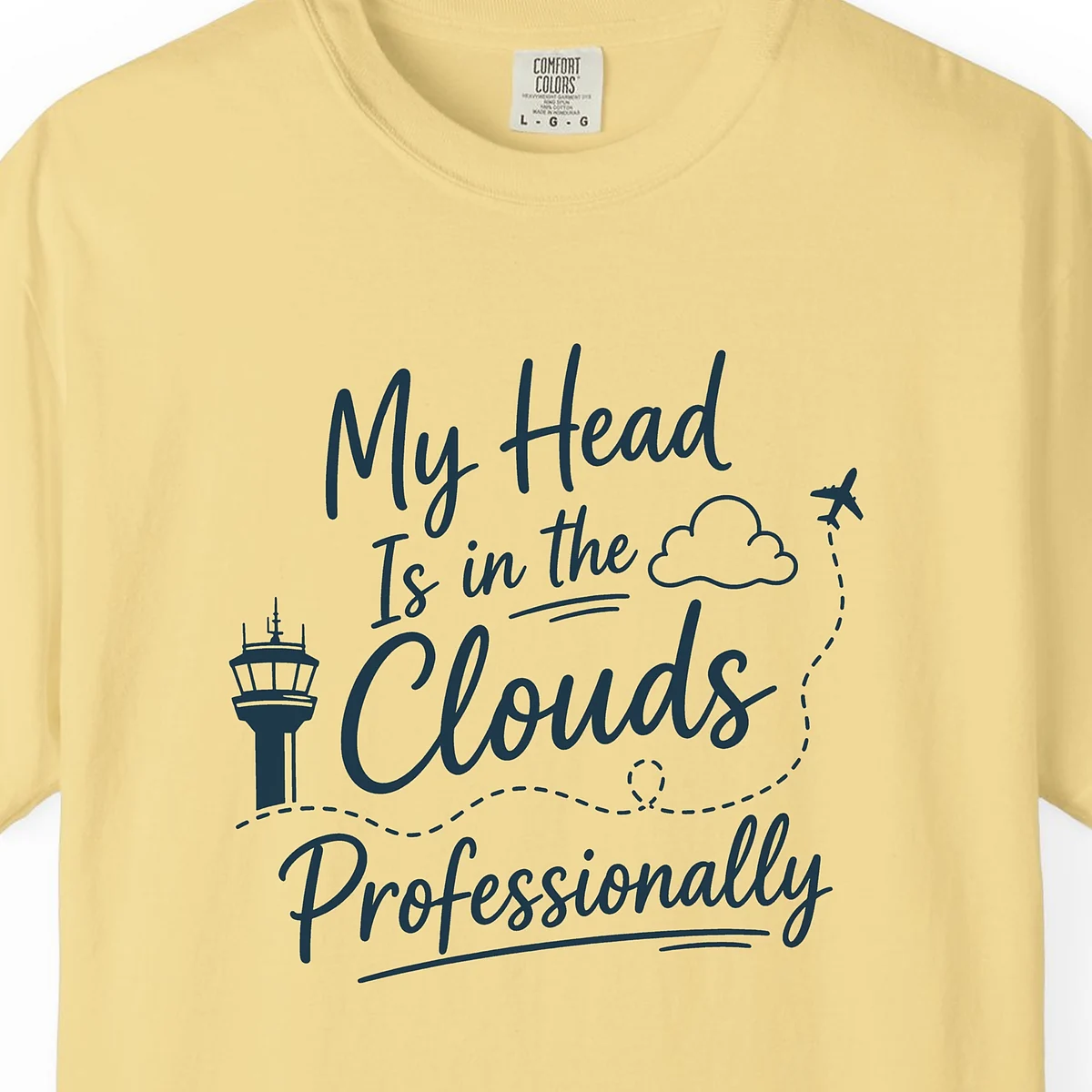 Head in the Clouds Tower Tee in Butter, close-up