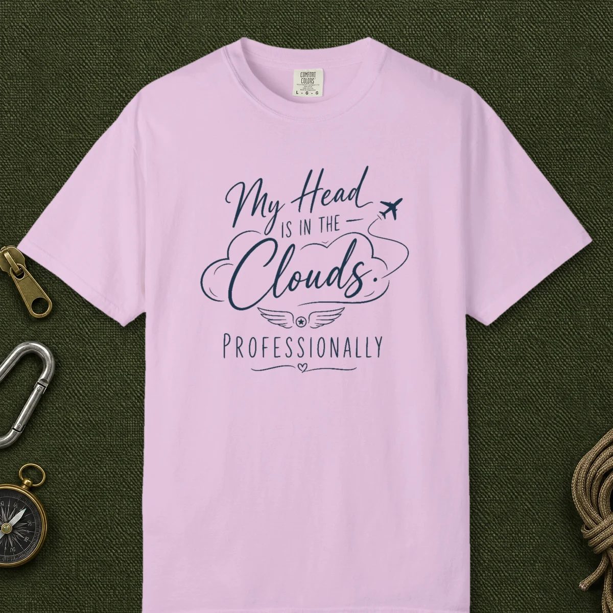 Head in the Clouds Wings Tee in Orchid, front view