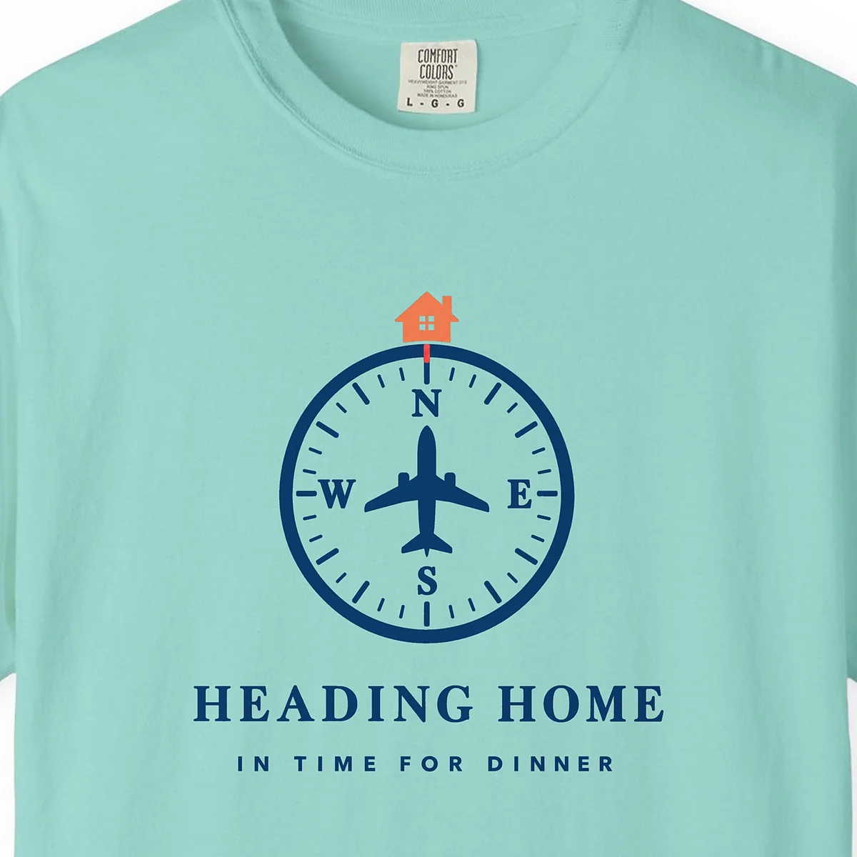 Heading Home Tee in Chalky Mint, close-up