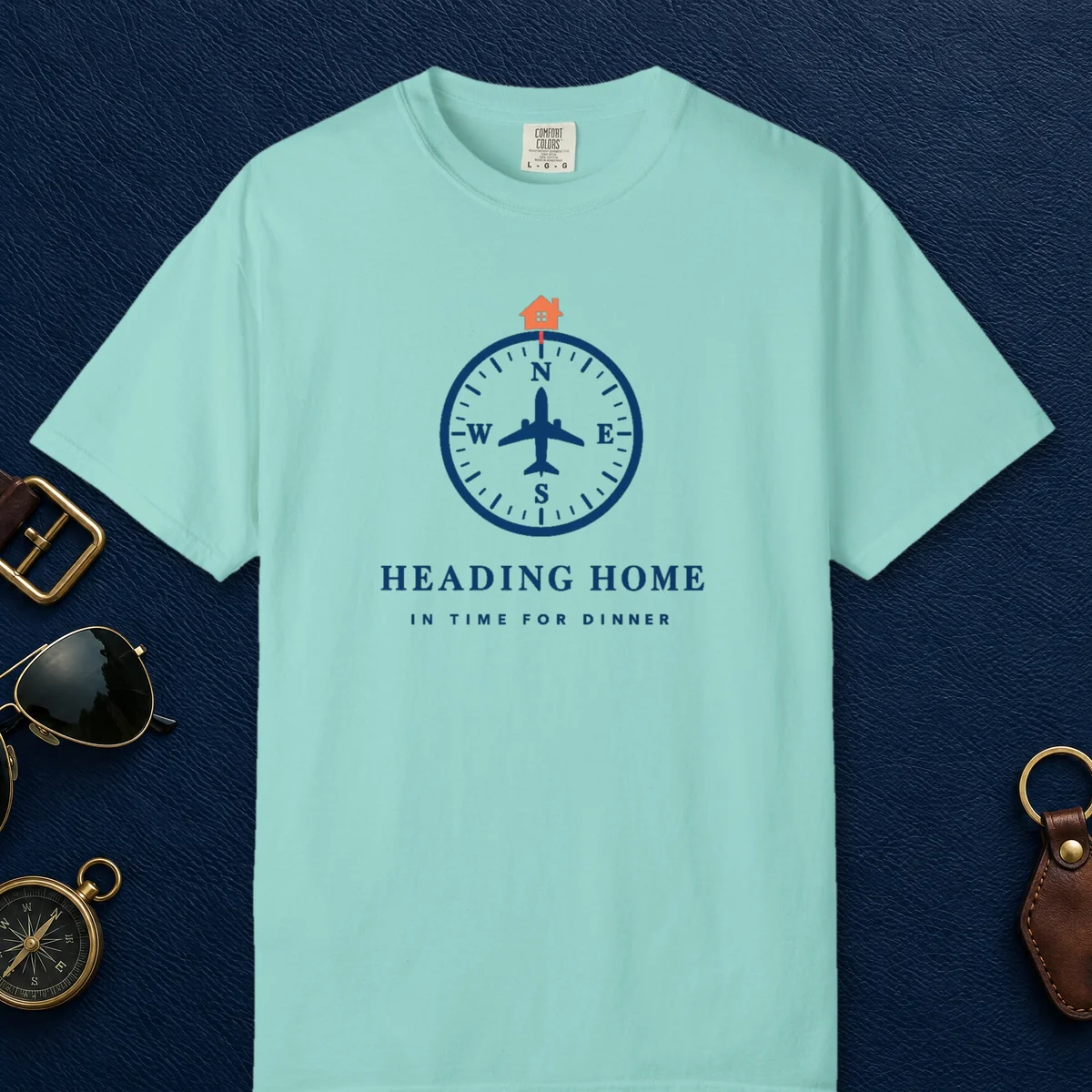 Heading Home Tee in Chalky Mint, front view