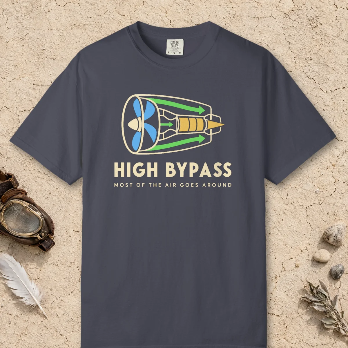 High Bypass Tee in Navy, front view