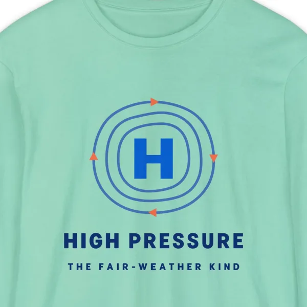 High Pressure design on a Island Reef Comfort Colors 6014 long-sleeve tee, close-up of the print