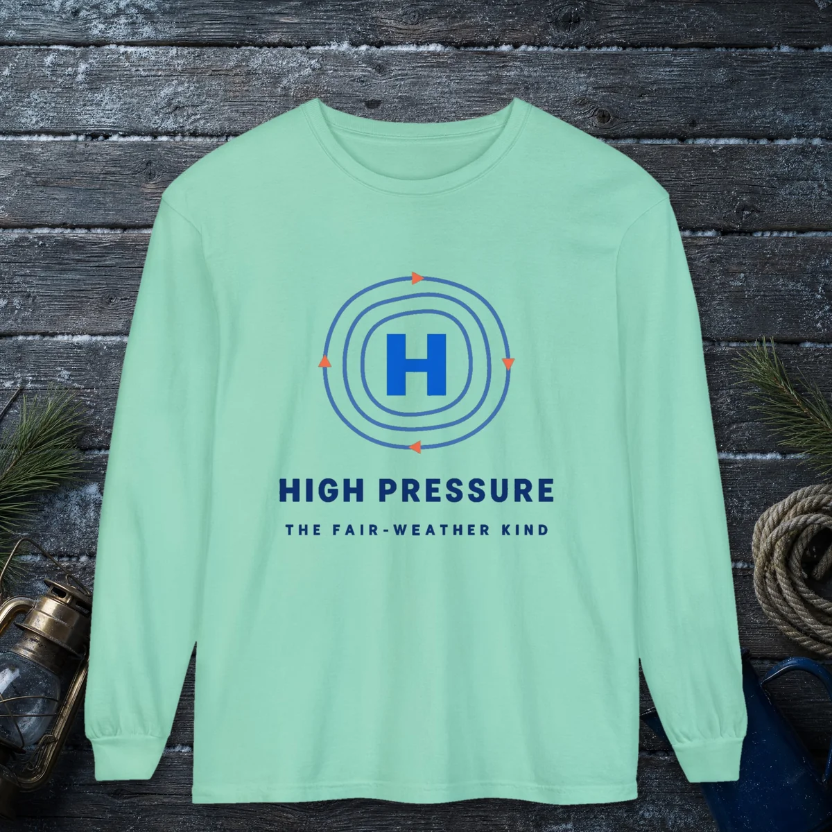 High Pressure design on a Island Reef Comfort Colors 6014 long-sleeve tee, front view