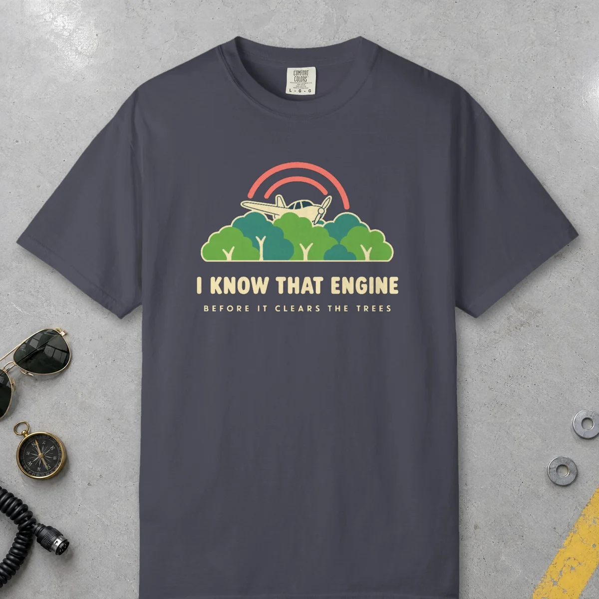 I Know That Engine Tee in Navy, front view