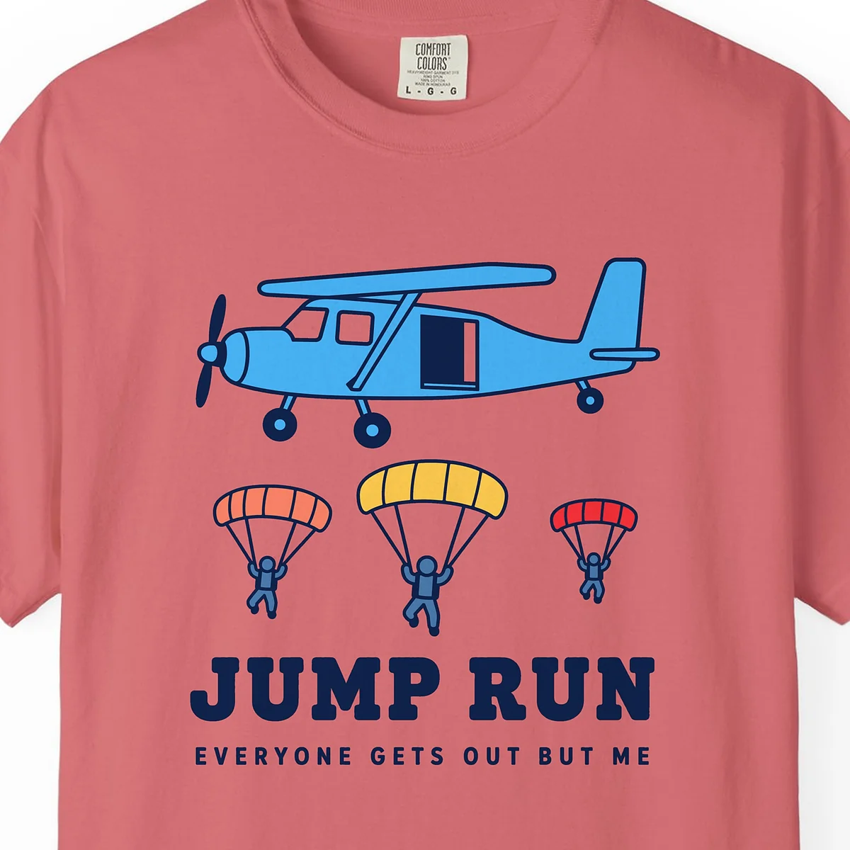 jump-run-tee-watermelon-chest Jump Run Tee in Watermelon, close-up