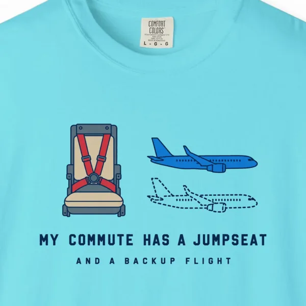 Jumpseat Commute Tee in Lagoon Blue, close-up