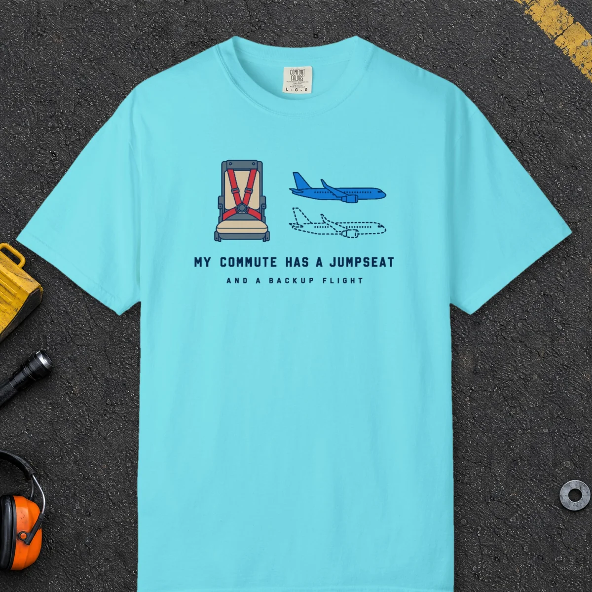 Jumpseat Commute Tee in Lagoon Blue, front view