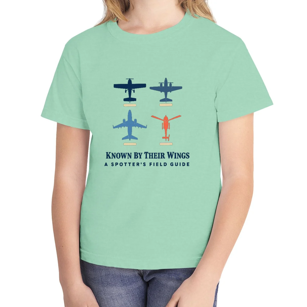 Known by Their Wings kids tee in Island Reef, Comfort Colors 9018 youth tee, front view