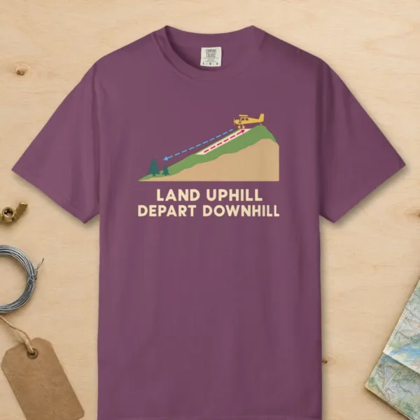 Land Uphill Tee in Berry, front view