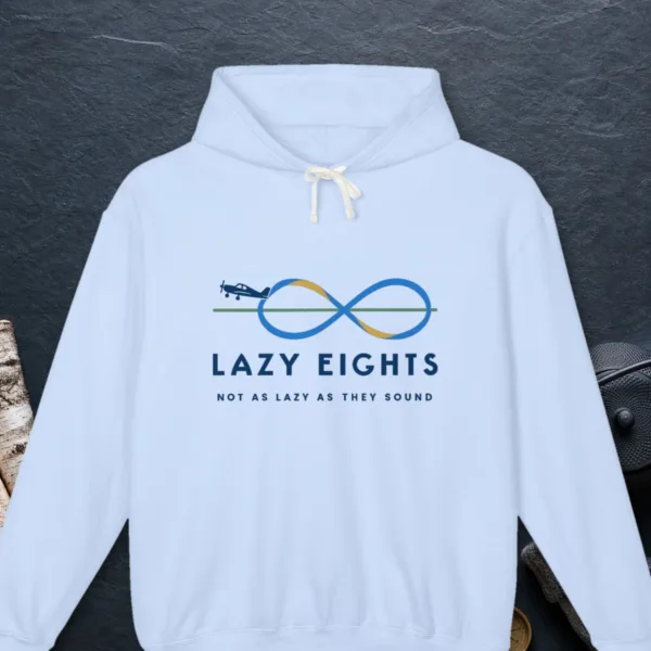 lazy-eights-hoodie-hydrangea-front-v1 Lazy Eights design on the Comfort Colors 1467 hoodie in Hydrangea, front view