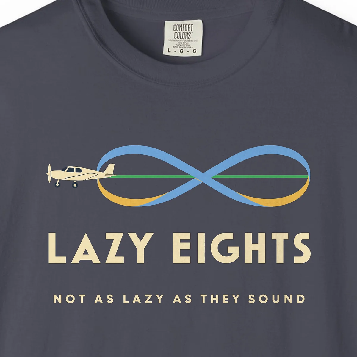 Lazy Eights Tee in Navy, close-up