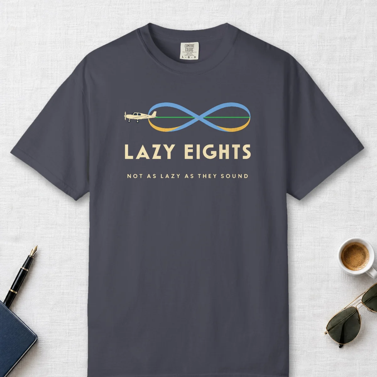 Lazy Eights Tee in Navy, front view