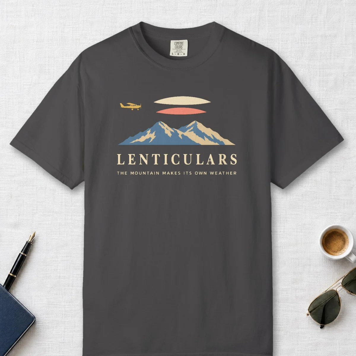 Lenticulars Tee in Graphite, front view
