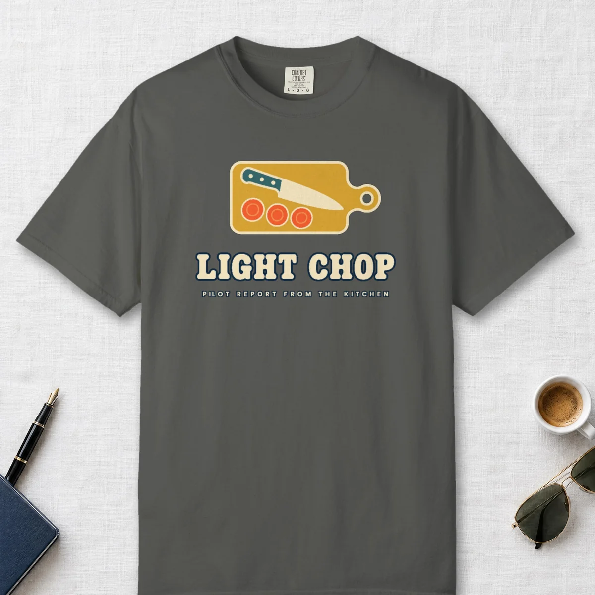 Light Chop Kitchen Tee in Pepper, front view