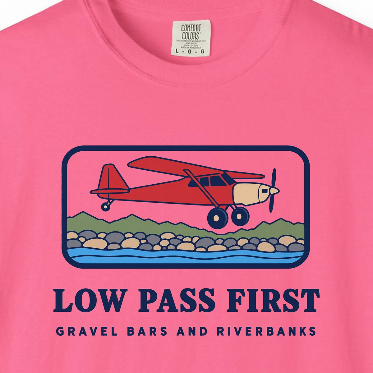 low-pass-first-tee-crunchberry-chest Low Pass First Tee in Crunchberry, close-up