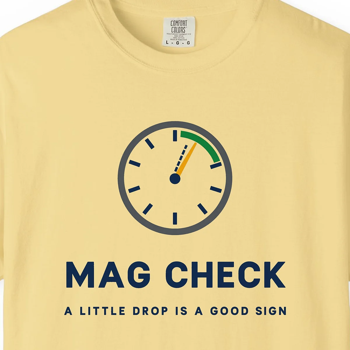 Mag Check Tee in Butter, close-up